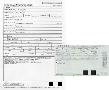 新車検証と自動車検査証記録事項の参考画像